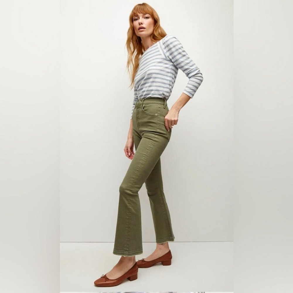 NWT Veronica Beard Carson Ankle Flare with Let Down in Stone Army Green
